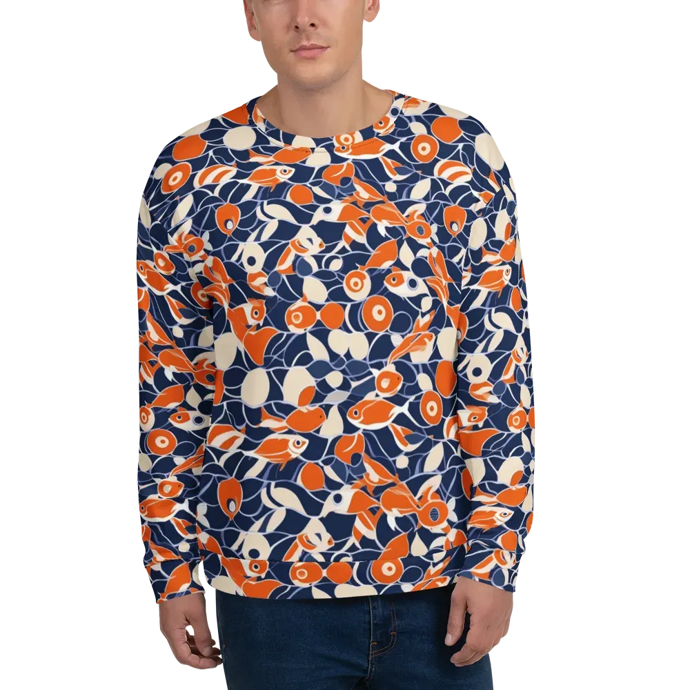 Navy Koi Garden on Sweatshirt — Front