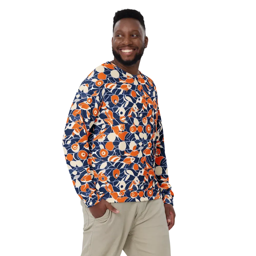 Navy Koi Garden on Sweatshirt — Front