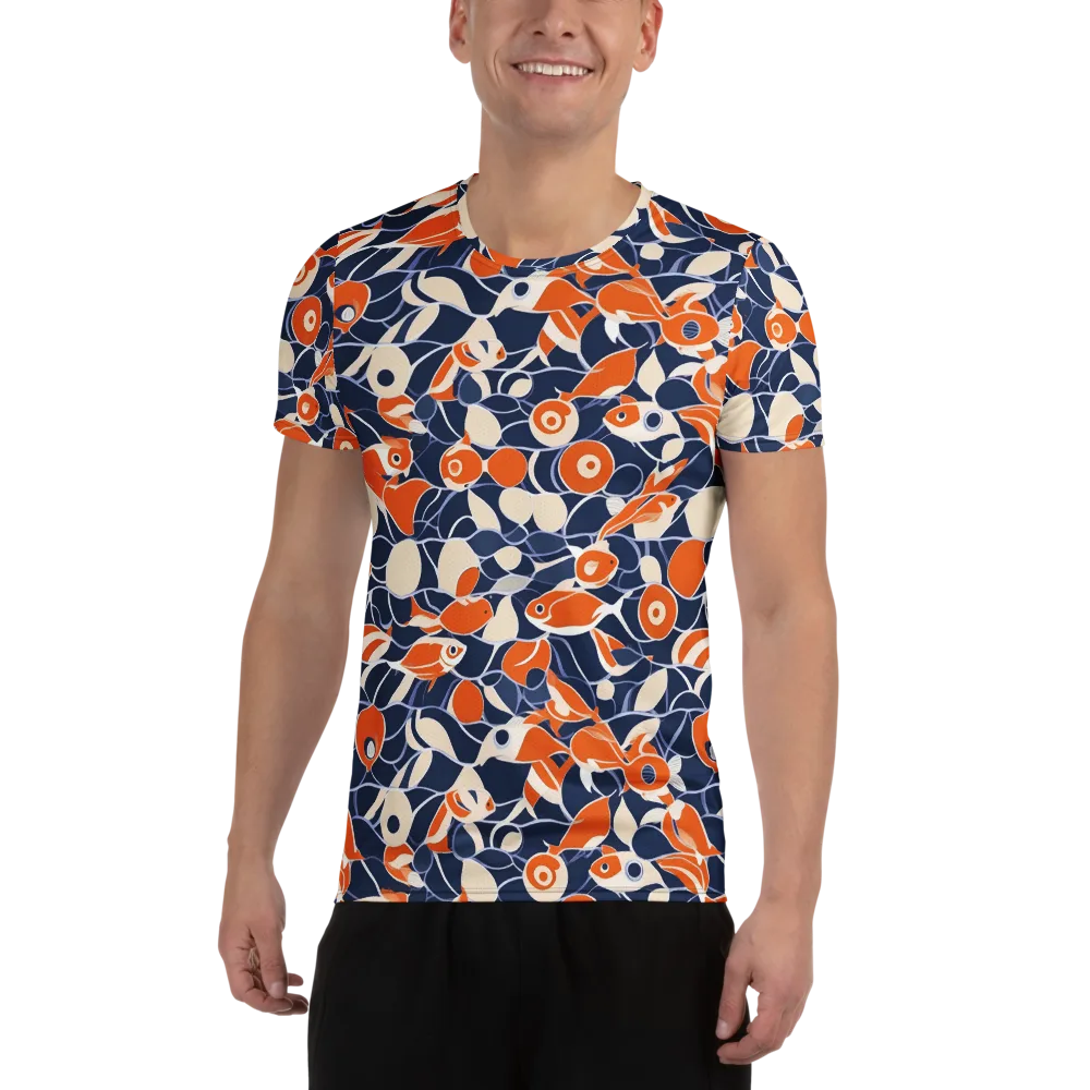 Navy Koi Garden on Men's Athletic T-Shirt — Front