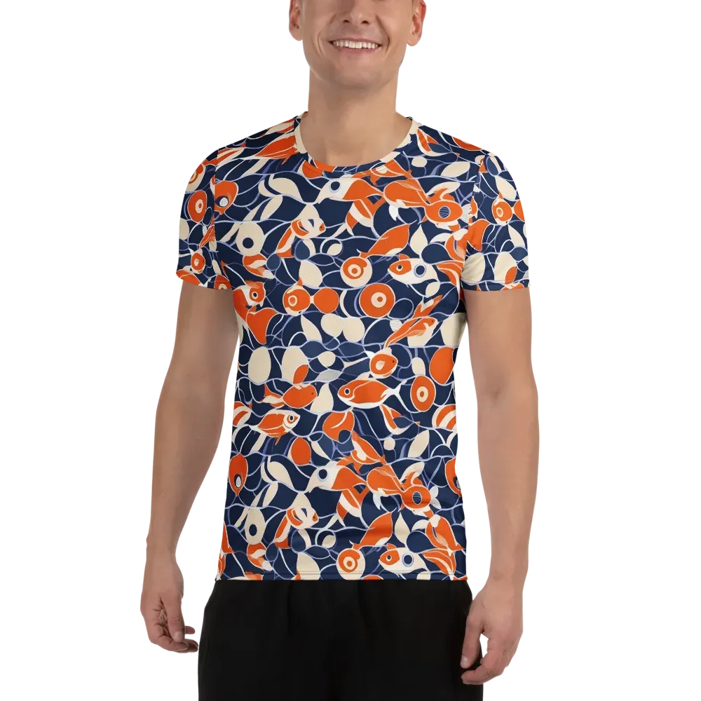 Navy Koi Garden on Men's Athletic T-Shirt — Front