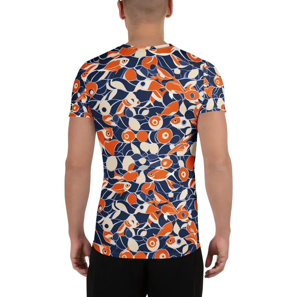 Navy Koi Garden on Men's Athletic T-Shirt — Back