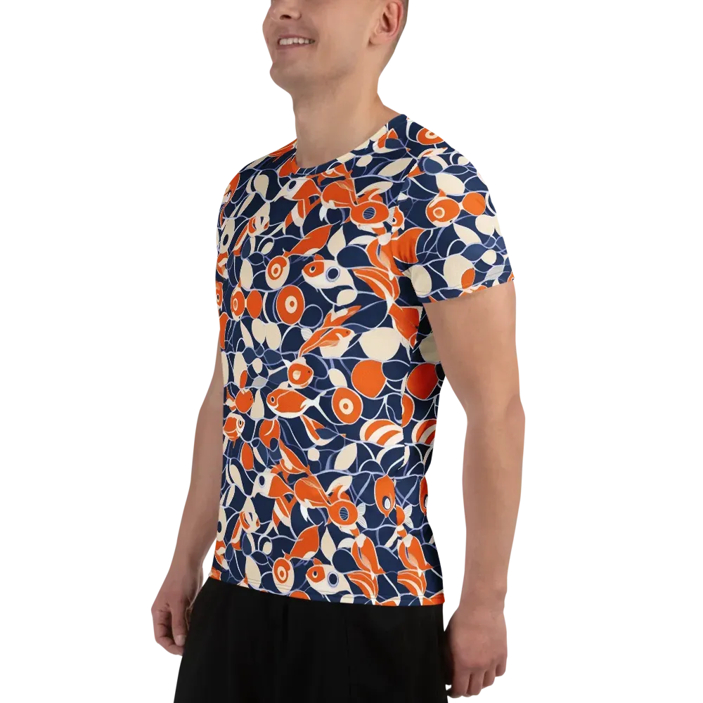 Navy Koi Garden on Men's Athletic T-Shirt — Left