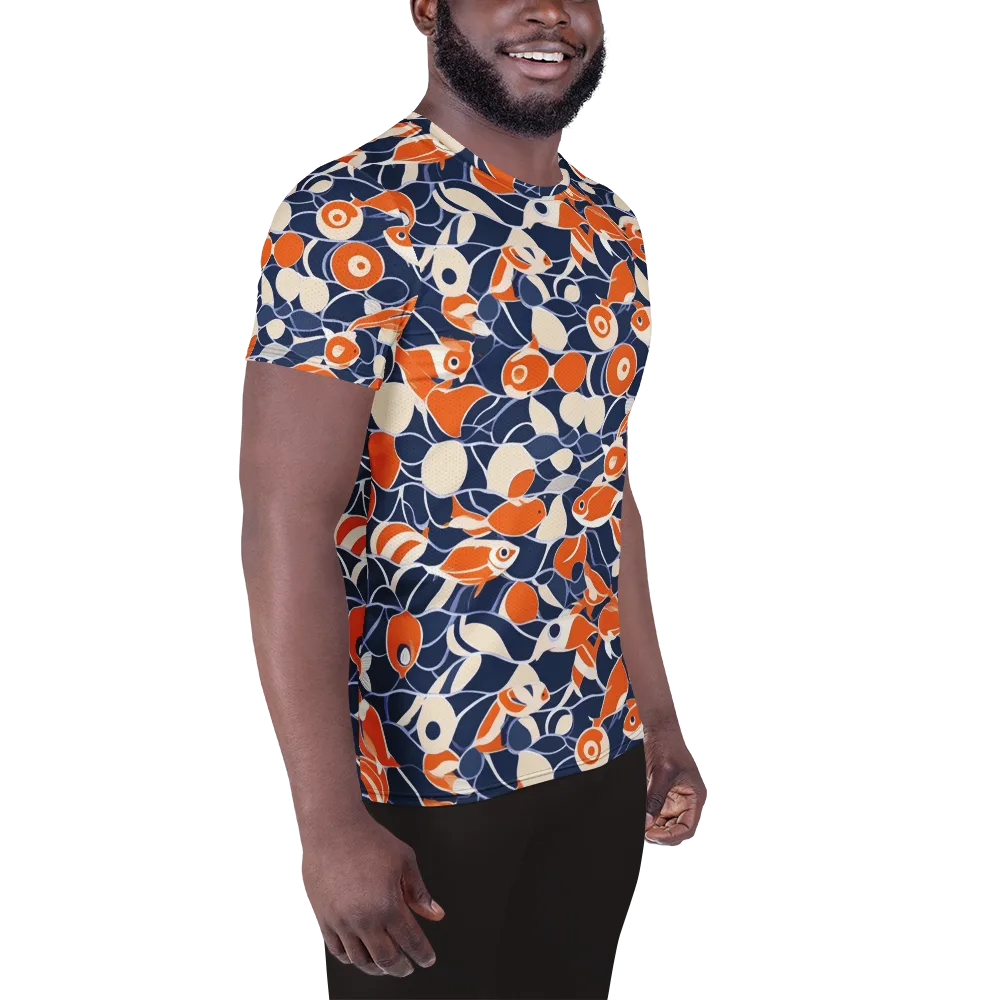 Navy Koi Garden on Men's Athletic T-Shirt — Right