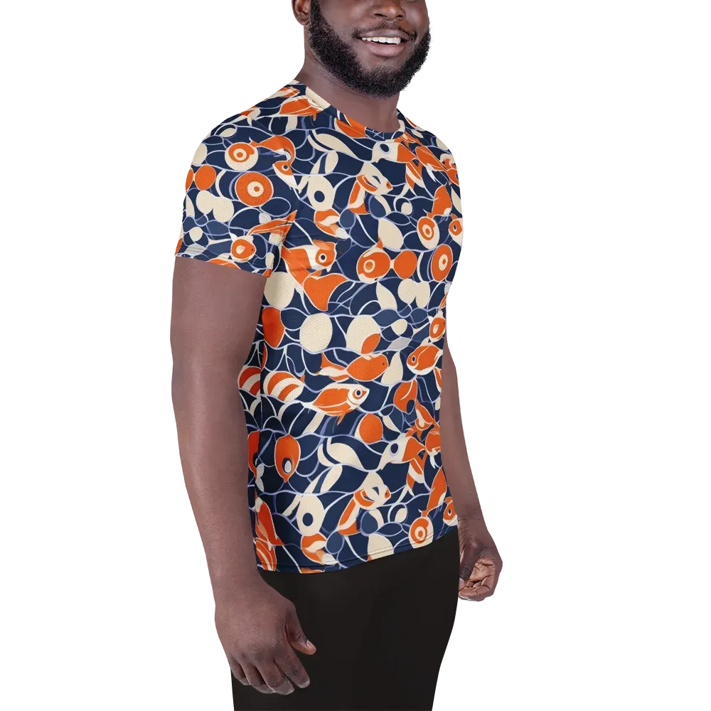 Navy Koi Garden on Men's Athletic T-Shirt — Right