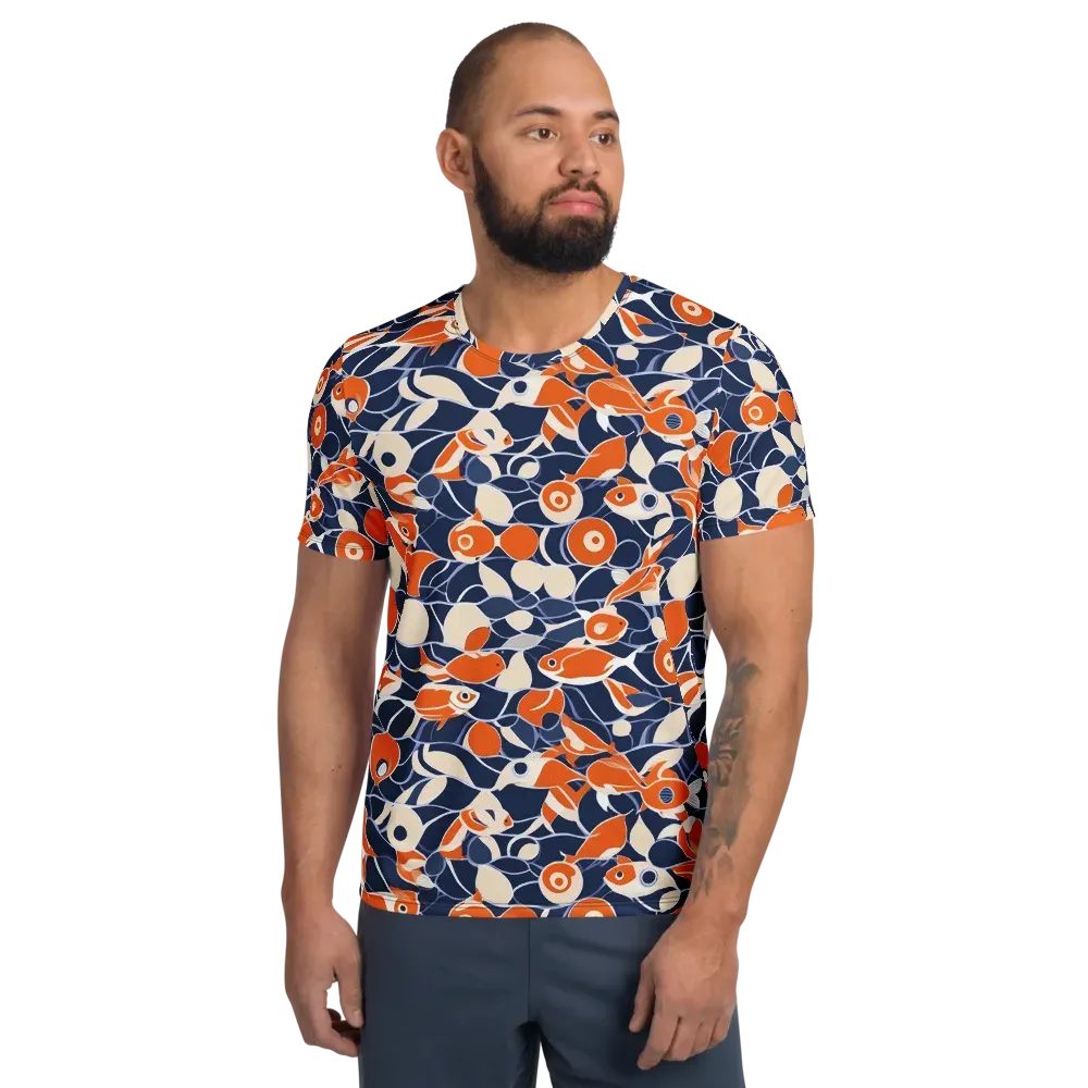 Navy Koi Garden on Men's Athletic T-Shirt — Front