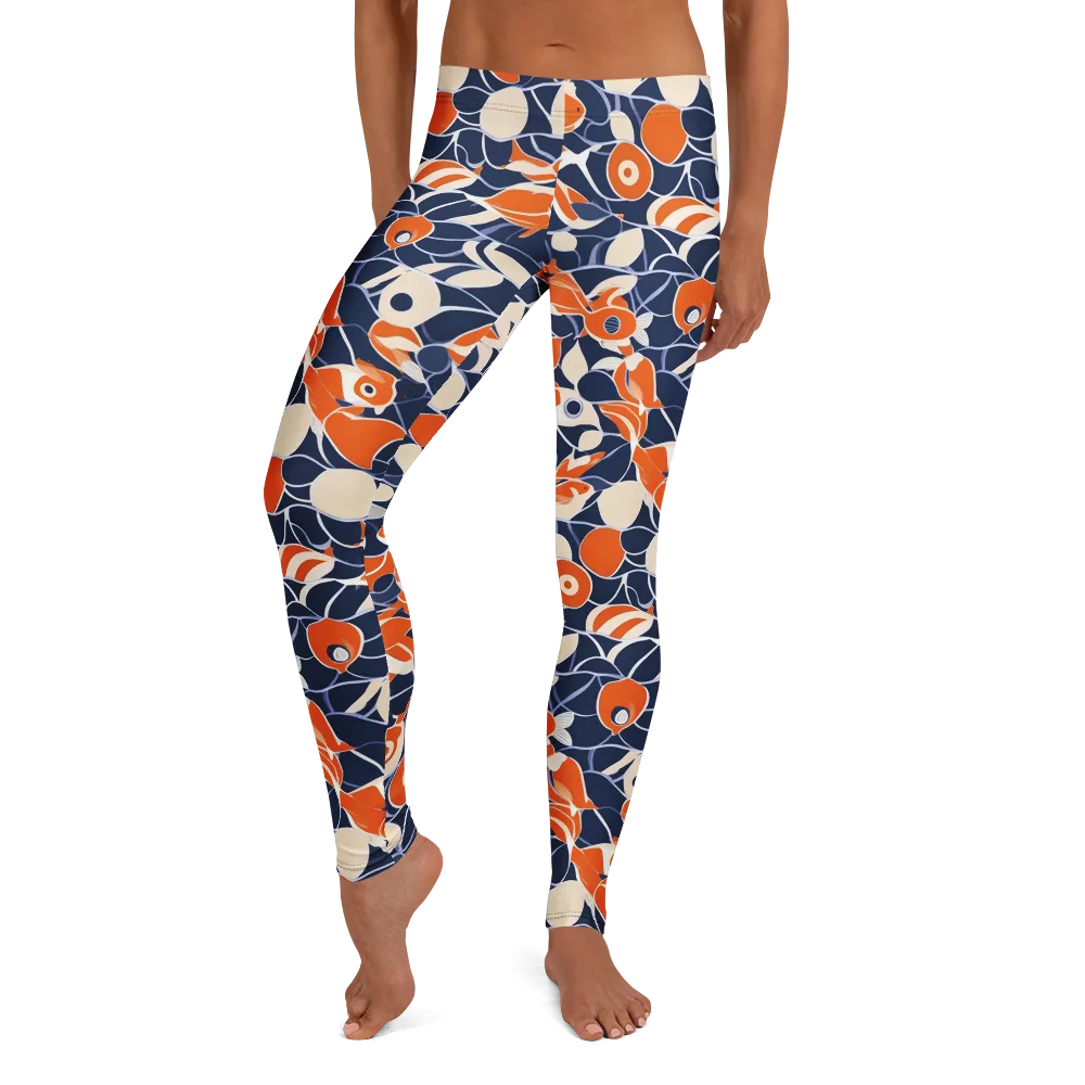 Navy Koi Garden on Leggings — Front
