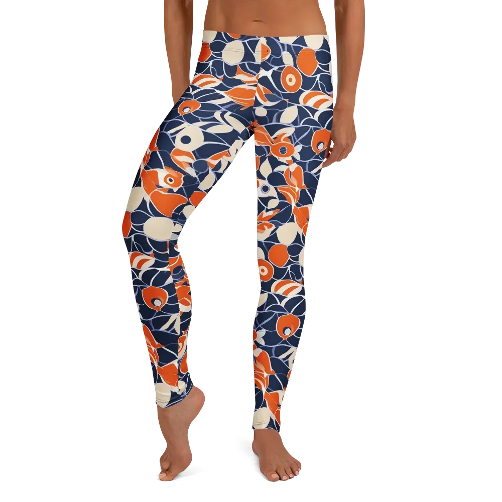 Navy Koi Garden on Leggings — Front