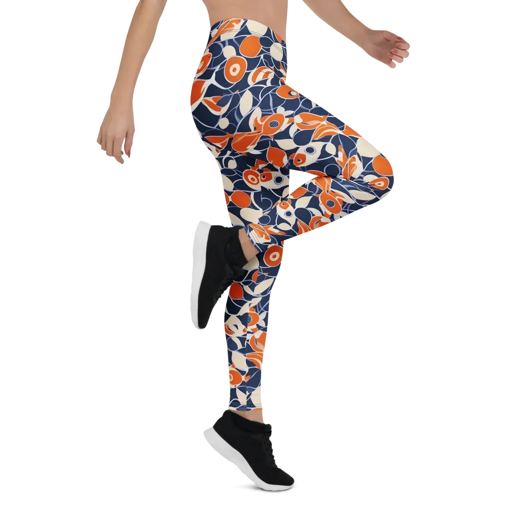 Navy Koi Garden on Leggings — Right