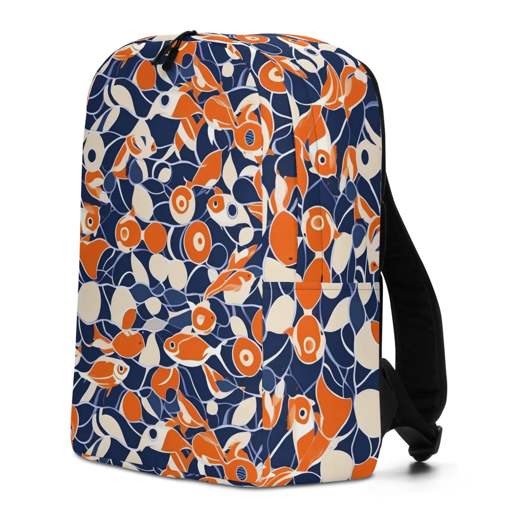 Navy Koi Garden on Minimalist Backpack — Left
