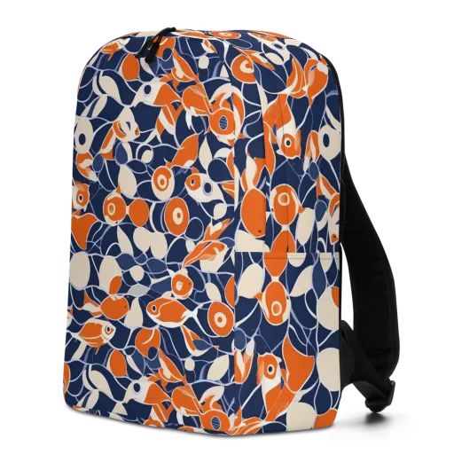 Navy Koi Garden on a Minimalist Backpack