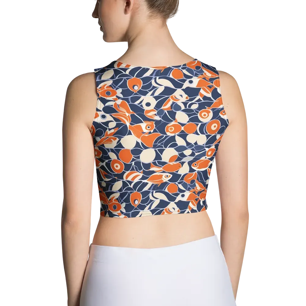 Navy Koi Garden on Crop Top — Back