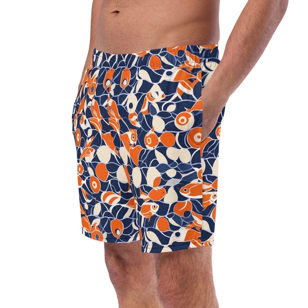 Navy Koi Garden on Swim Trunks — Left Front