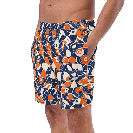 Navy Koi Garden on a Swim Trunks