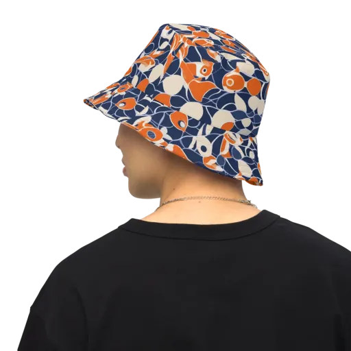 Navy Koi Garden on a Reversible Bucket Hat