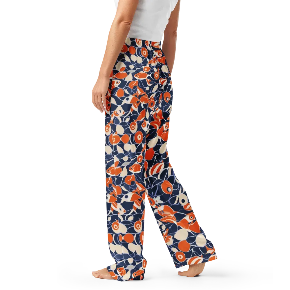 Navy Koi Garden on Women's Pajama Pants — Left