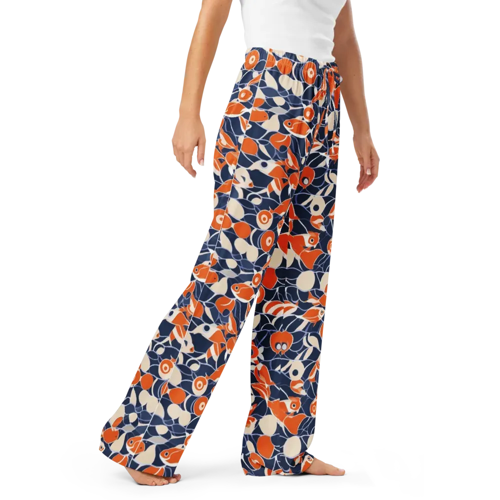 Navy Koi Garden on Women's Pajama Pants — Right Front