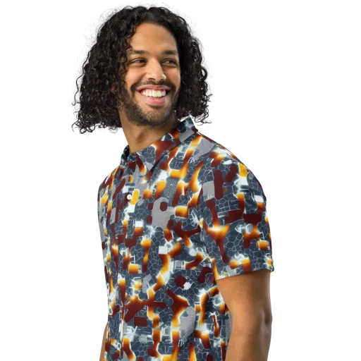 Amber Circuit on a Men's Slim Fit Polo Shirt