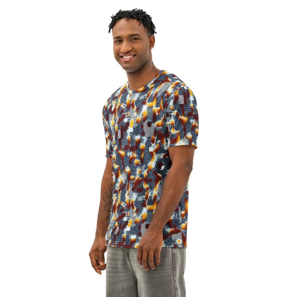 Amber Circuit on Men's Cotton Crew Neck T-Shirt — Left Front
