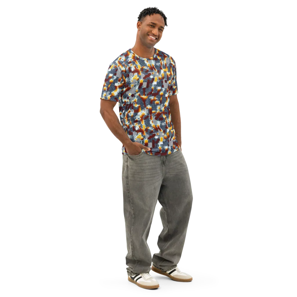 Amber Circuit on Men's Cotton Crew Neck T-Shirt — Right Front