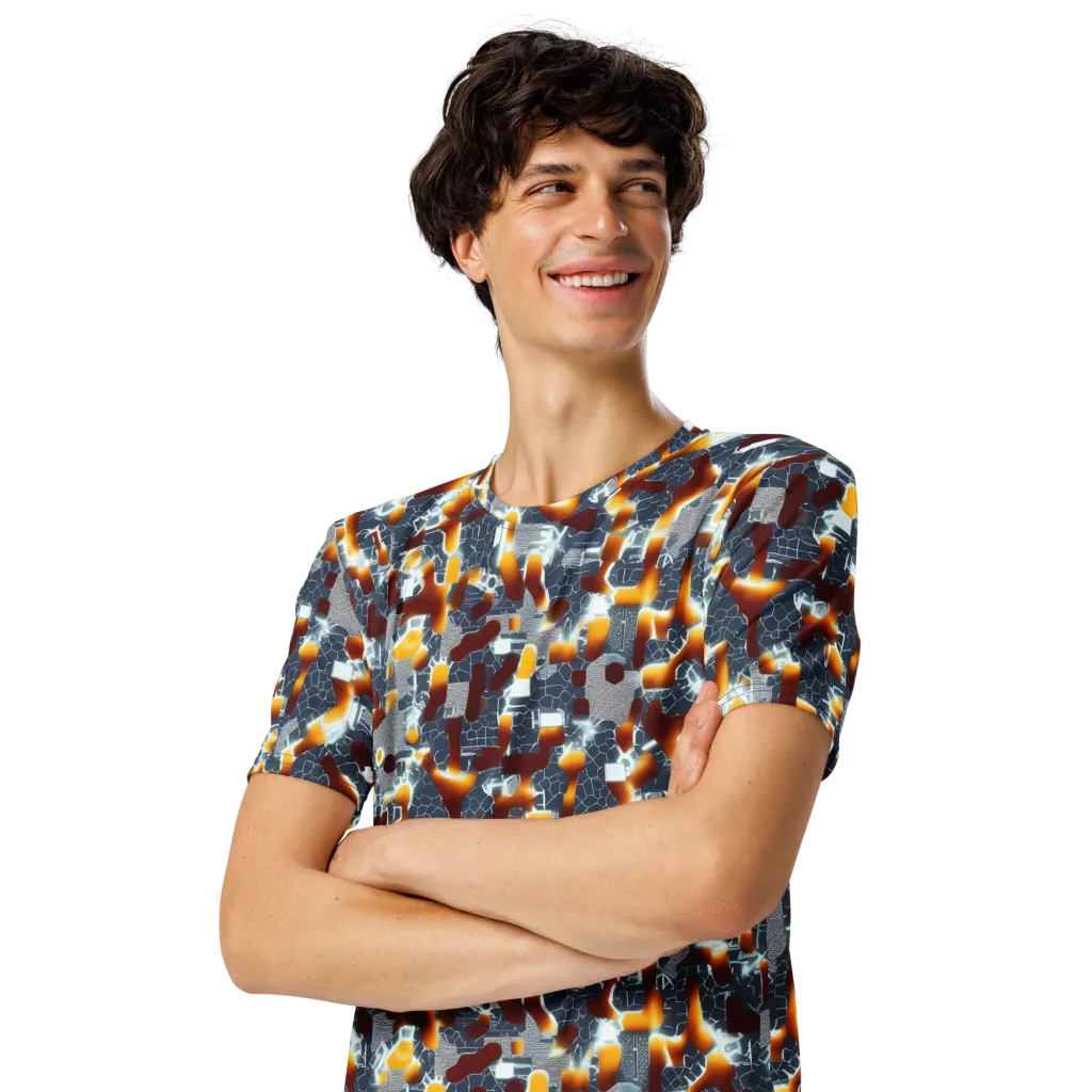 Amber Circuit on Men's Crew Neck T-Shirt — Left Front