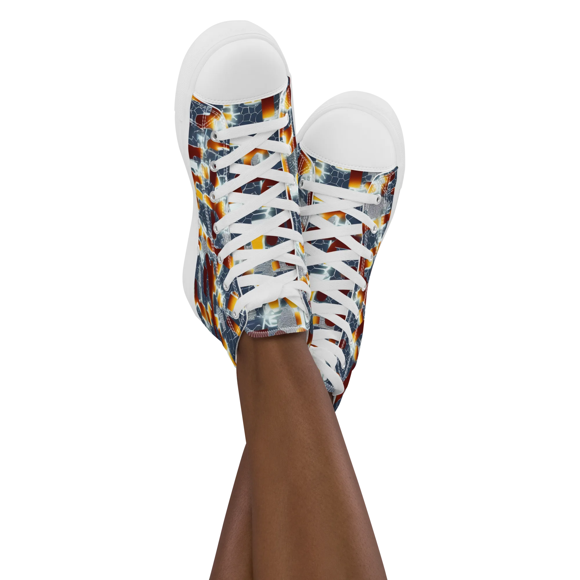 Amber Circuit on Women's High Top Canvas Shoes — Front