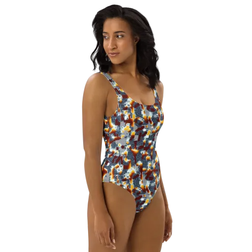 Amber Circuit on a One-Piece Swimsuit