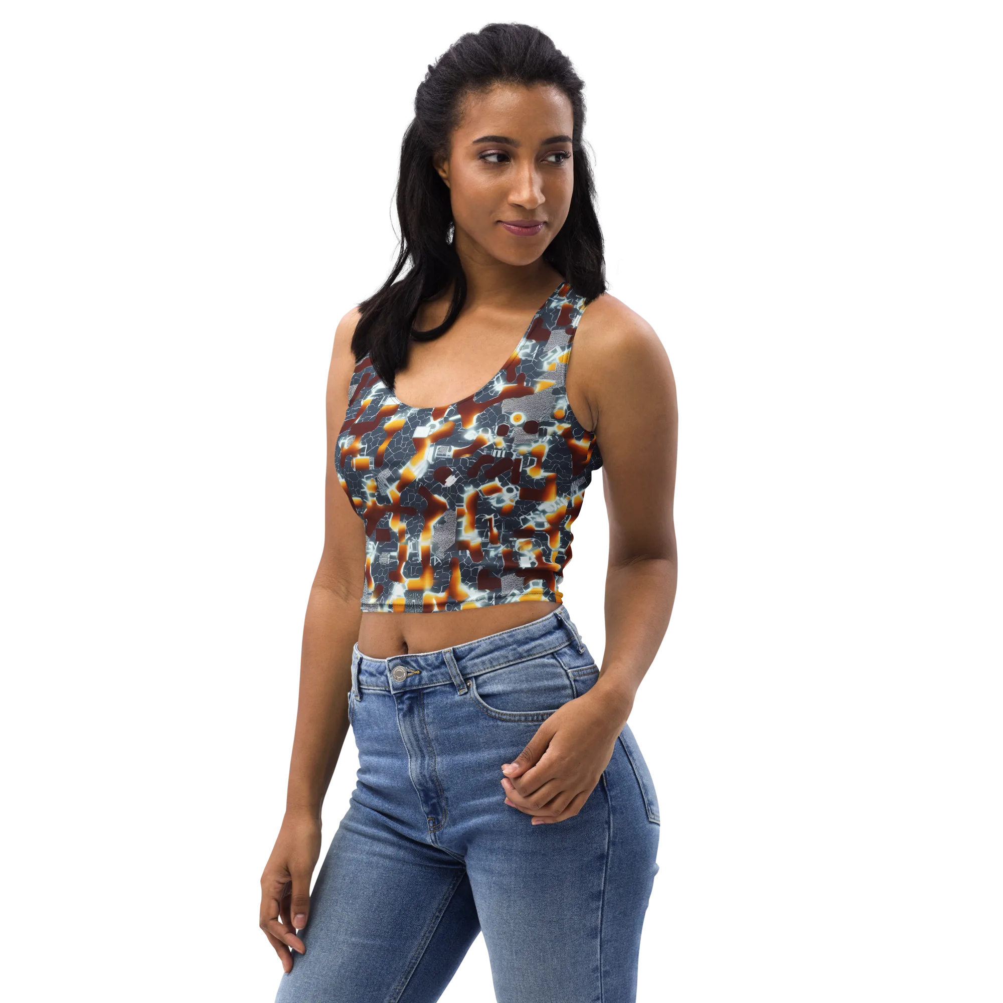 Amber Circuit on Crop Top — Left Front