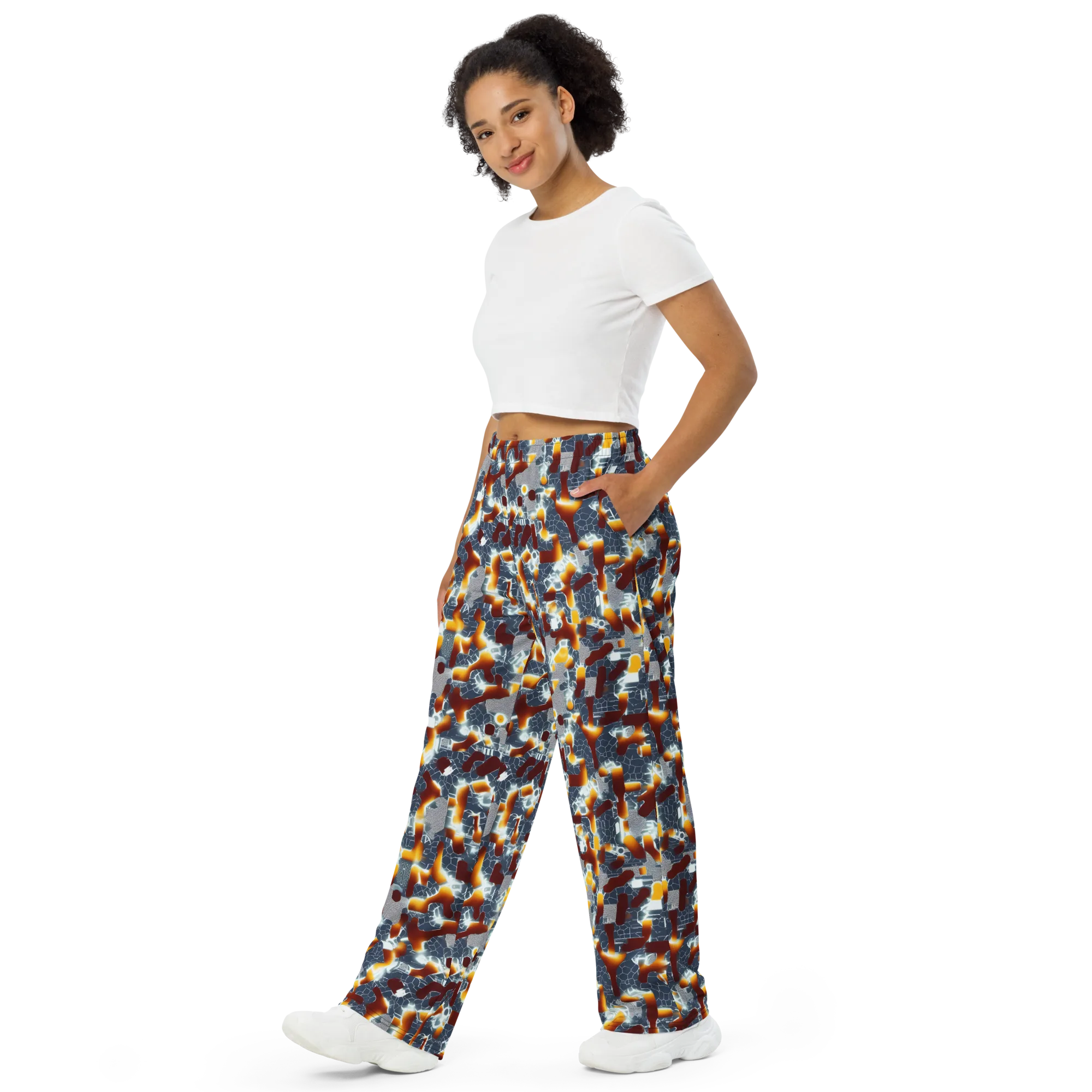 Amber Circuit on Wide-Leg Pants — Left Front