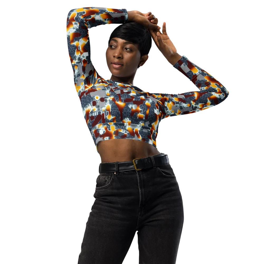Amber Circuit on Long Sleeve Crop Top — Front