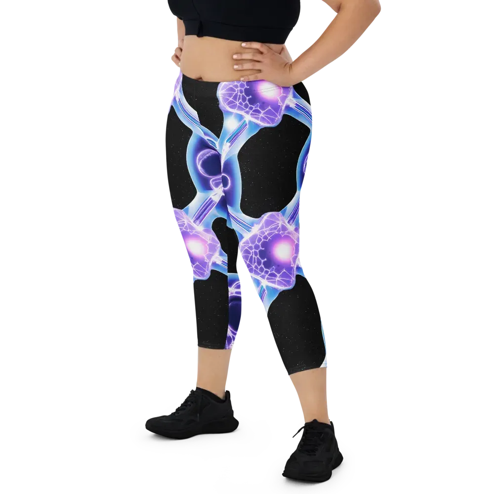 Neon Cellscape on Capri Leggings — Front