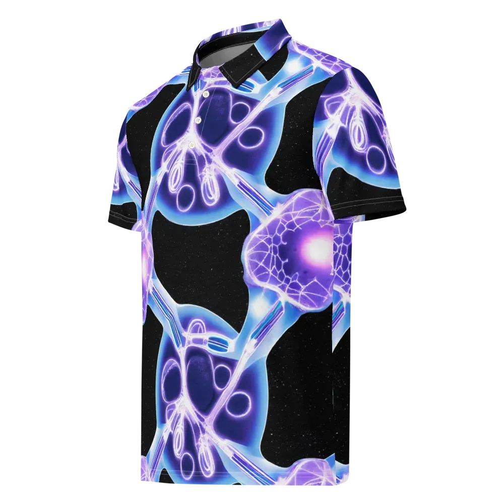 Neon Cellscape on Men's Slim Fit Polo Shirt — Left Front