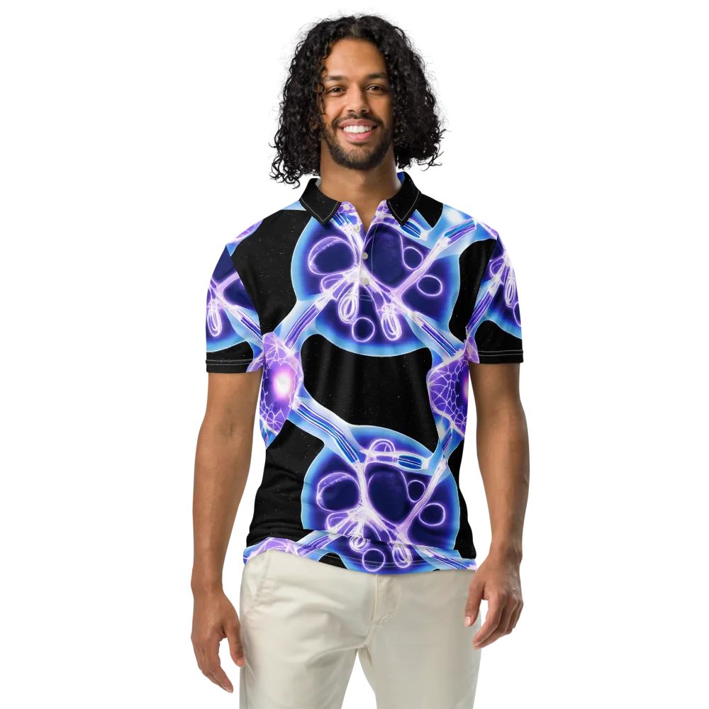 Neon Cellscape on Men's Slim Fit Polo Shirt — Front