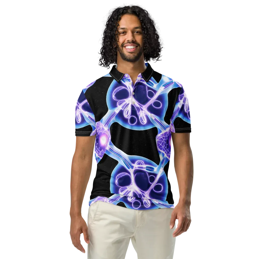 Neon Cellscape on Men's Slim Fit Polo Shirt — Front