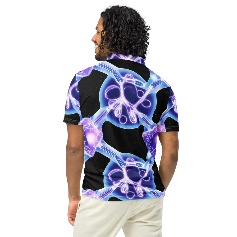 Neon Cellscape on Men's Slim Fit Polo Shirt — Back