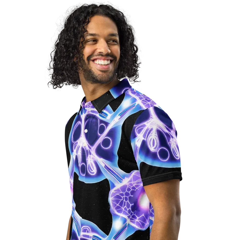 Neon Cellscape on Men's Slim Fit Polo Shirt — Left Front