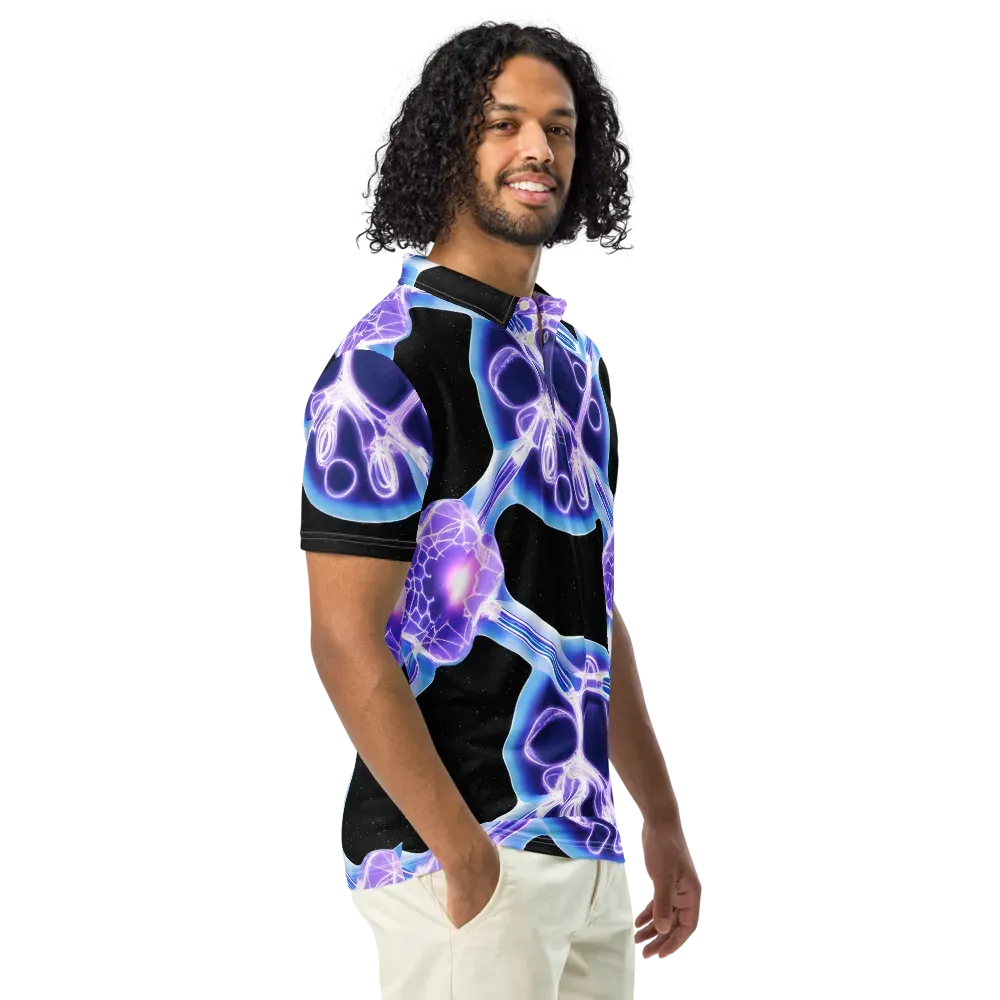 Neon Cellscape on Men's Slim Fit Polo Shirt — Right Front