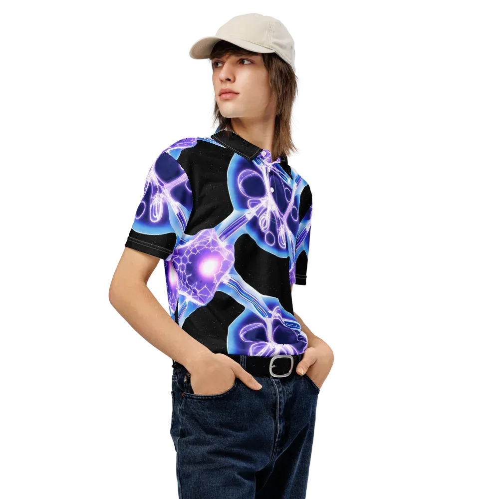 Neon Cellscape on Men's Slim Fit Polo Shirt — Right Front