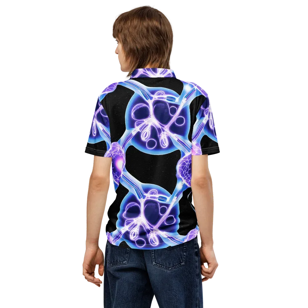 Neon Cellscape on Men's Slim Fit Polo Shirt — Back