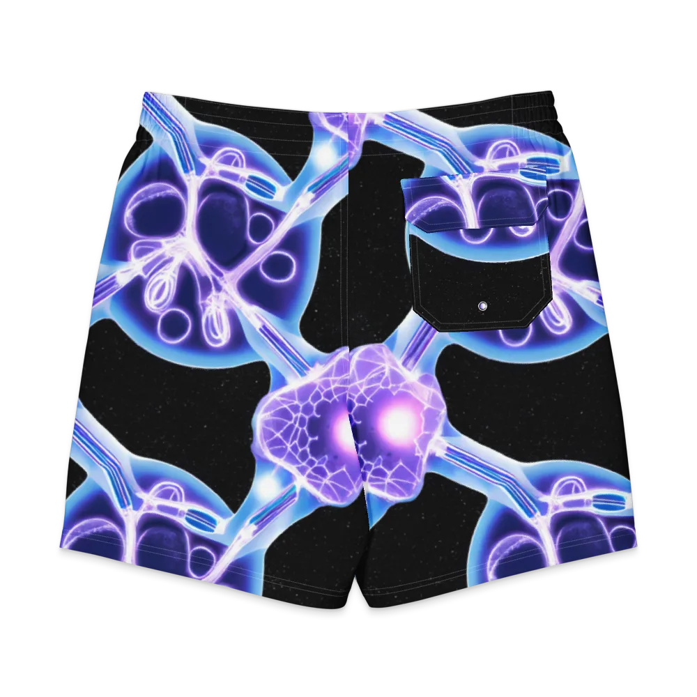 Neon Cellscape on Men's Board Shorts — Back