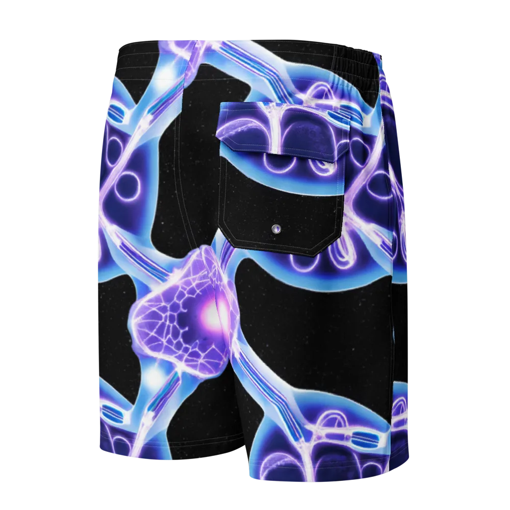 Neon Cellscape on Men's Board Shorts — Back