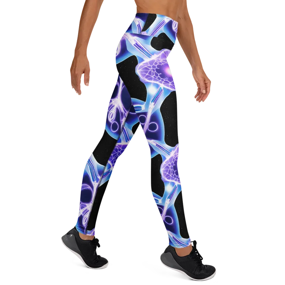 Neon Cellscape on Yoga Leggings — Right