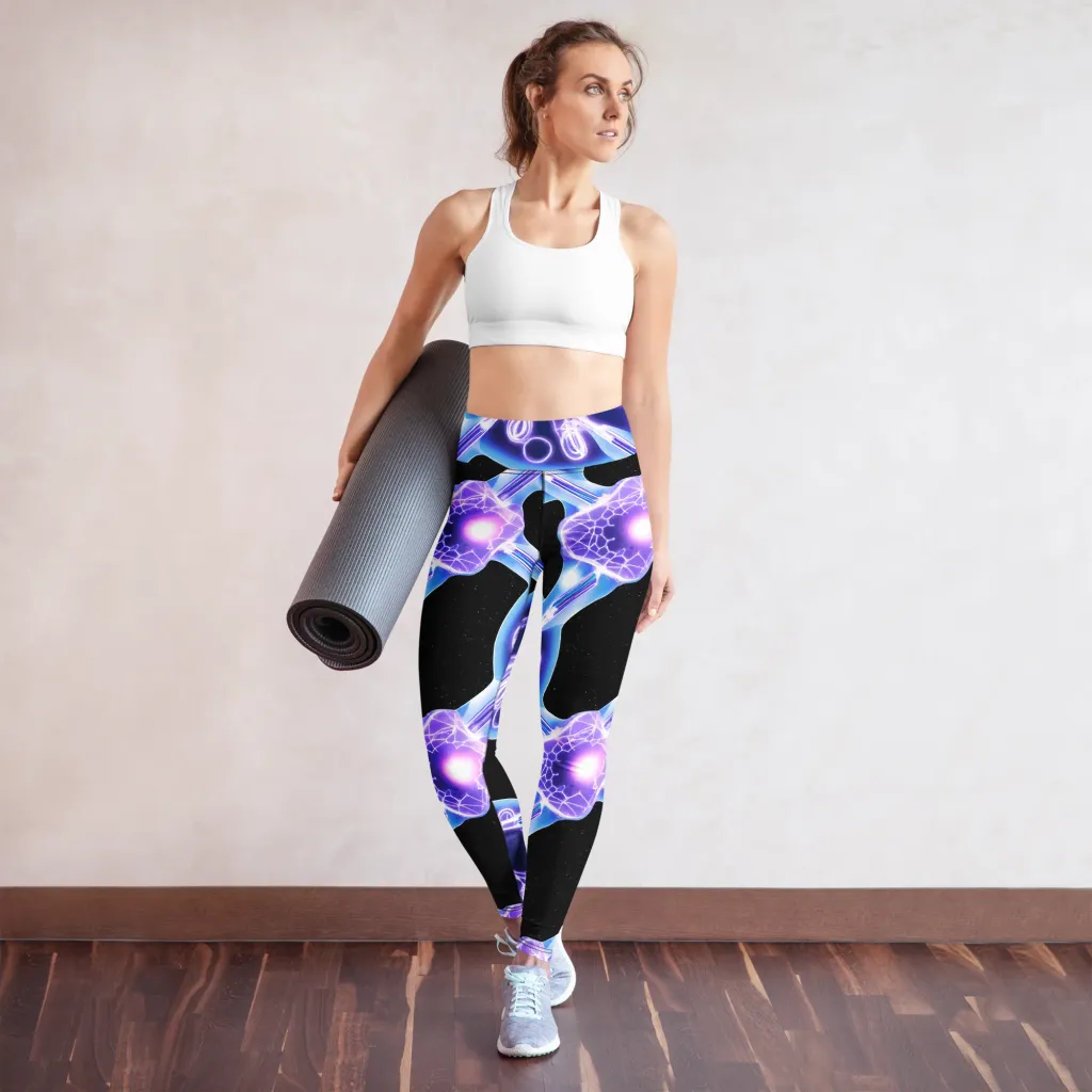 Neon Cellscape on Yoga Leggings — Front