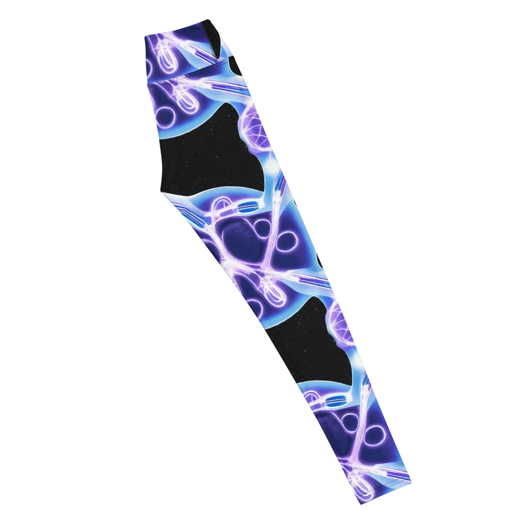Neon Cellscape on Yoga Leggings — Right