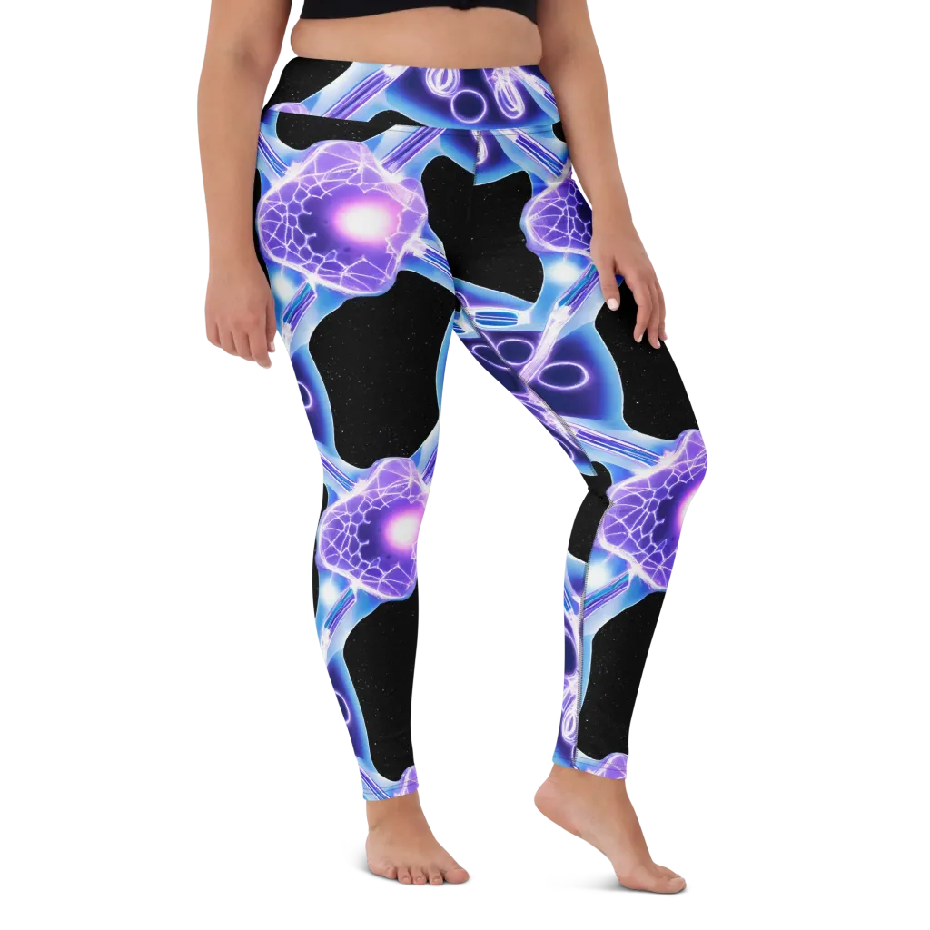 Neon Cellscape on Yoga Leggings — Front