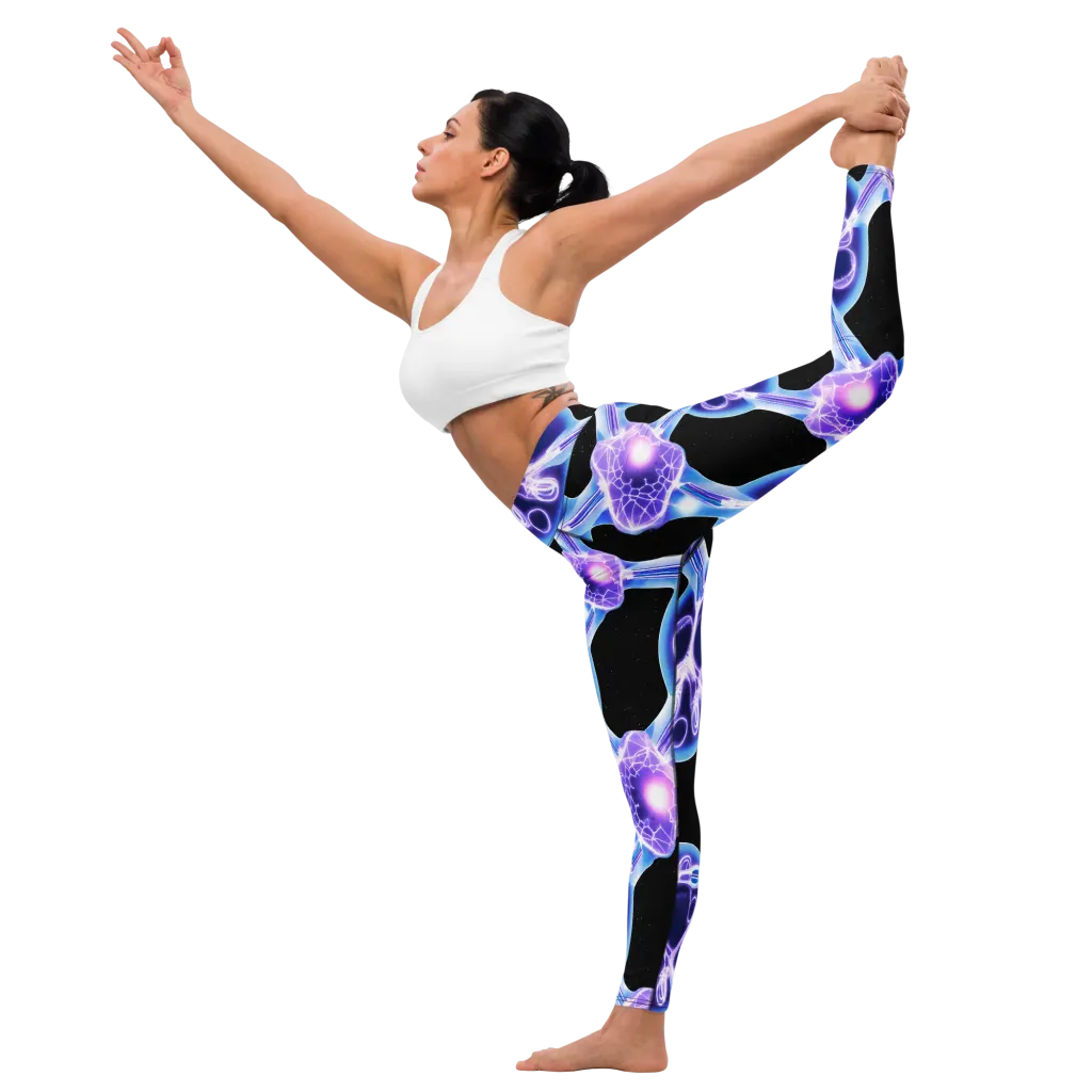 Neon Cellscape on Yoga Leggings — Left