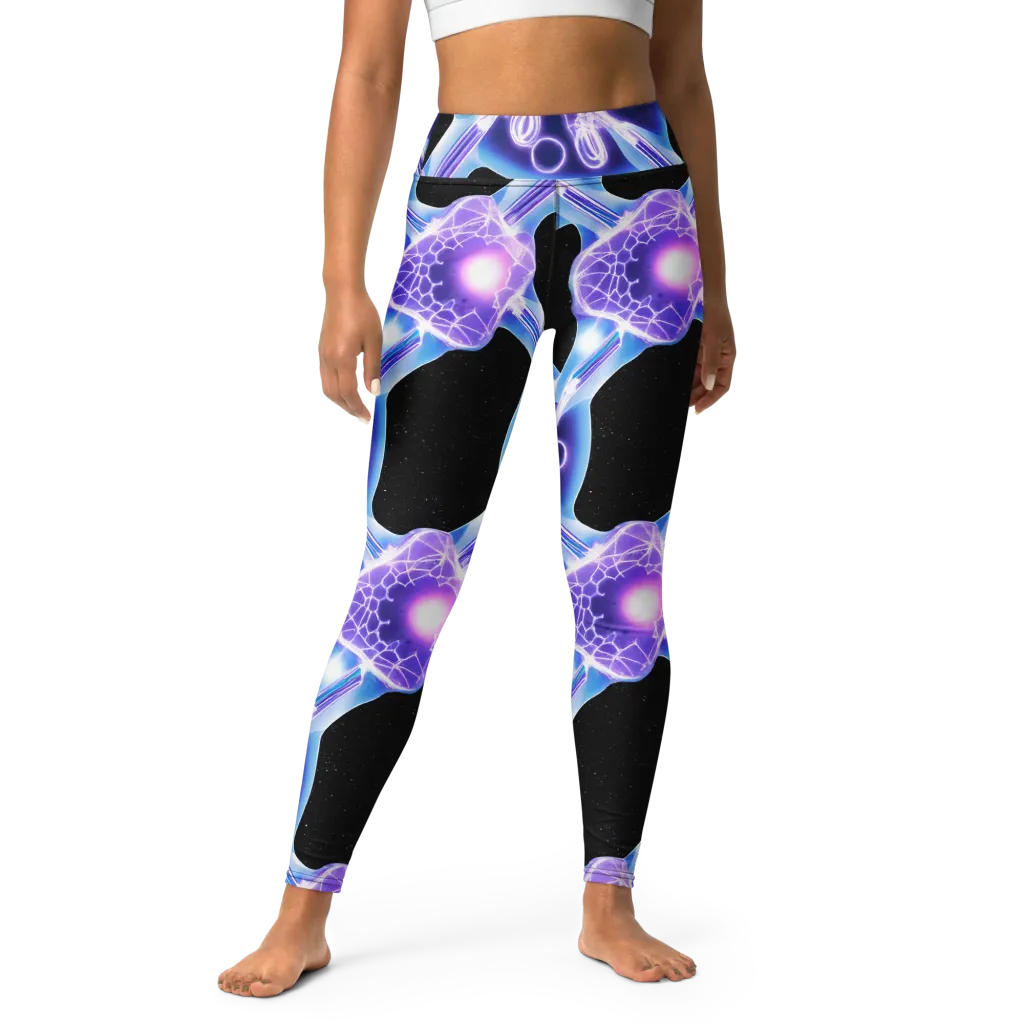 Neon Cellscape on Yoga Leggings — Front