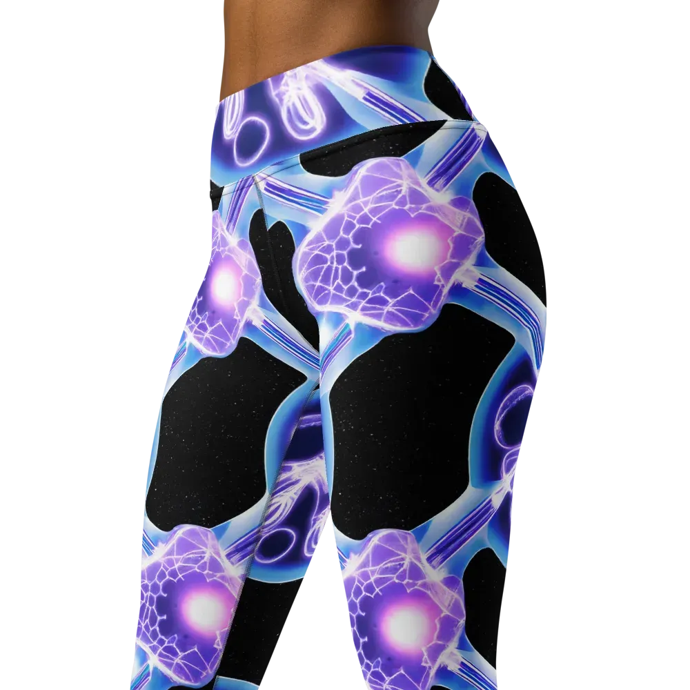 Neon Cellscape on Yoga Leggings — Left Front