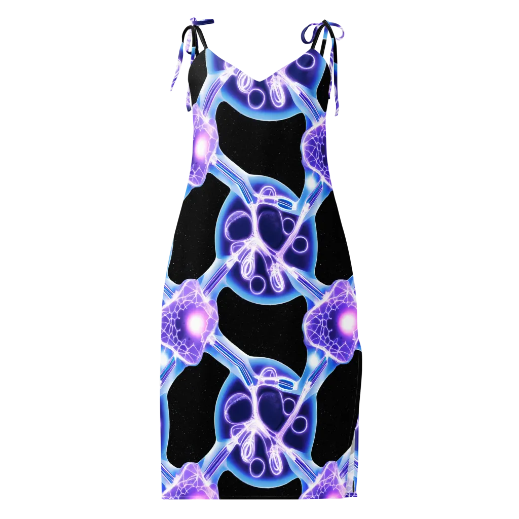 Neon Cellscape on Slip Dress — Front