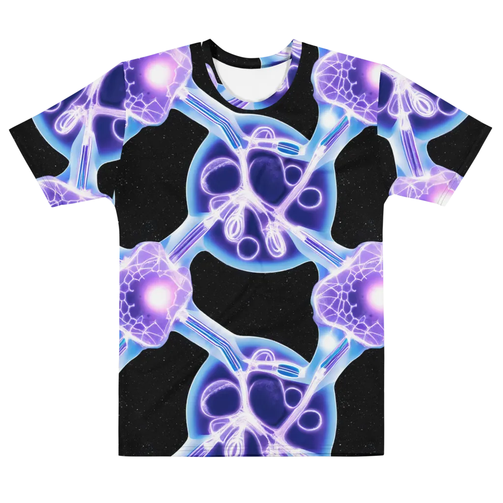 Neon Cellscape on Men's Cotton Crew Neck T-Shirt — Front