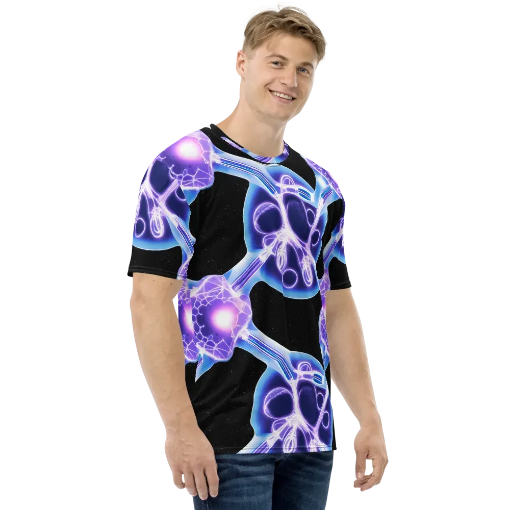 Neon Cellscape on Men's Crew Neck T-Shirt — Right